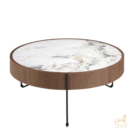 Круглый журнальный столик 2138/MH2303A из ореха и мраморной керамики Круглый журнальный столик 2138/MH2303A из ореха и мраморной керамики