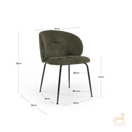 Стул Minna из зеленого бархата на стальных ножках с черной отделкой Стул Minna из зеленого бархата на стальных ножках с черной отделкой