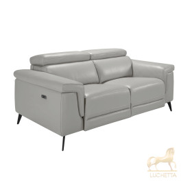 Диван 2-х местный с реклайнером 5319-2P-M5653 /6107 серый кожаный