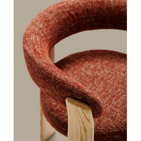 Granite Стул на 3 ножках из терракотового шенилла и массива ясеня в натуральной отделке