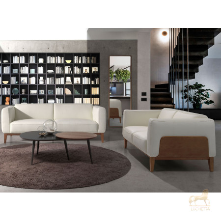 Диван 3-х местный 5353-3P-M9715 /6115 кожаный белый с каркасом из ореха Диван 3-х местный 5353-3P-M9715 /6115 кожаный белый с каркасом из ореха
