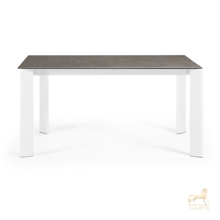 Стол Atta 160 (220)x90 керамика Vulcano Ash, белые ножки Стол Atta 160 (220)x90 керамика Vulcano Ash, белые ножки