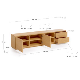 Abilen Подставка для TV из дуба Abilen с 2 ящиками 200 x 43,6 см