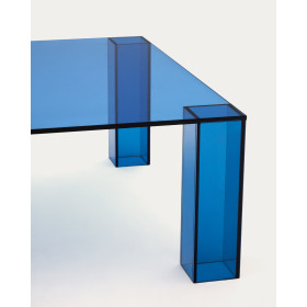 Журнальный столик Adularia из синего стекла 85 x 85
