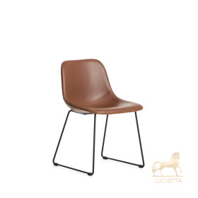 Стул Zahara из коричневой экокожи с черными стальными ножками