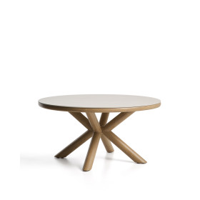 Уличный стол Mirtia из алюминия с отделкой под дерево и кремового спеченного камня 148 см