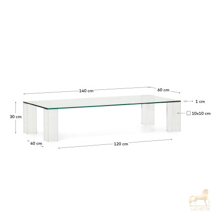 Журнальный столик Adularia из стекла прозрачного цвета 140 x 60 Журнальный столик Adularia из стекла прозрачного цвета 140 x 60