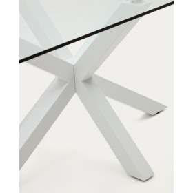 Стеклянный стол Arya с белыми стальными ножками 200x100