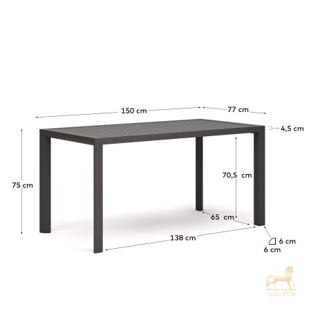 Culip Алюминиевый уличный стол с порошковым покрытием серого цвета 150 x 77 см Culip Алюминиевый уличный стол с порошковым покрытием серого цвета 150 x 77 см