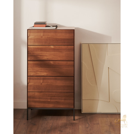 Vedrana Комод с 5 ящиками из орехового шпона со стальными ножками 60 x 114 см Vedrana Комод с 5 ящиками из орехового шпона со стальными ножками 60 x 114 см