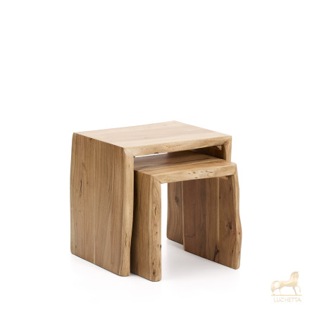 Комплект из 2-х столиков Lomiri из массива акации с выбеленной отделкой 50 x 42 см/34 x 42 Комплект из 2-х столиков Lomiri из массива акации с выбеленной отделкой 50 x 42 см/34 x 42