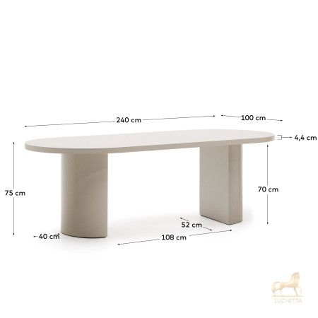 Стол Nealy из лакированного МДФ в отделке экрю, 240 x 100 см Стол Nealy из лакированного МДФ в отделке экрю, 240 x 100 см