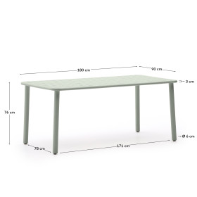 Уличный стол Brai из оцинкованной стали бирюзового цвета 180 x 90 см