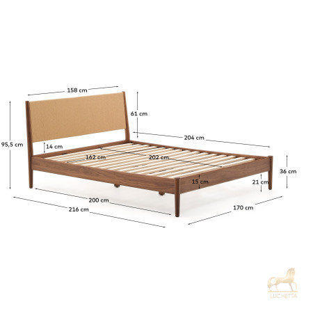 Кровать Elan из шпона и массива ореха со шнуром 160 x 200 Кровать Elan из шпона и массива ореха со шнуром 160 x 200