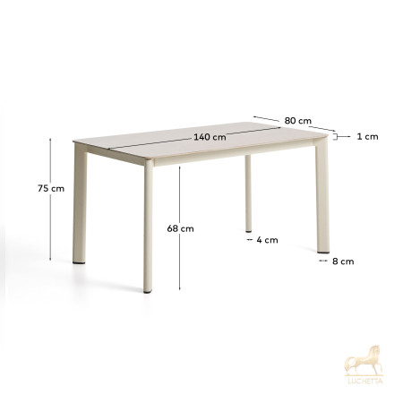 Уличный стол Anafi с бежевой столешницей из спеченного камня, 140 x 80 см Уличный стол Anafi с бежевой столешницей из спеченного камня, 140 x 80 см
