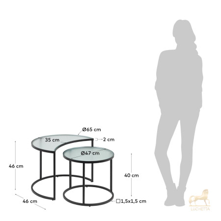 Набор из 2 приставных столиков Bast Ø 65 cm / Ø 47 cm Набор из 2 приставных столиков Bast Ø 65 cm / Ø 47 cm