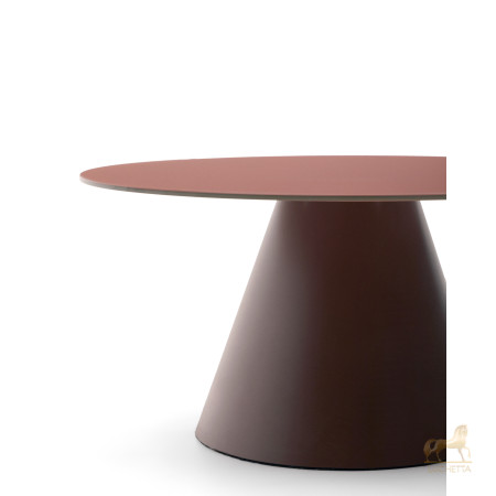 Журнальный столик Wilshire из стекла и стали терракотовый Ø80cm Журнальный столик Wilshire из стекла и стали терракотовый Ø80cm