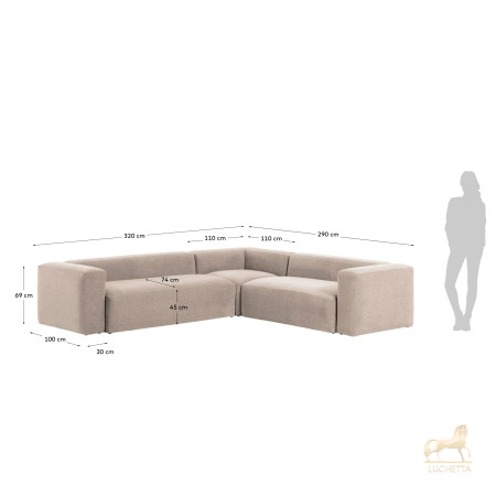 Угловой 5 местный диван Blok 320 x 290 cm бежевый Угловой 5 местный диван Blok 320 x 290 cm бежевый