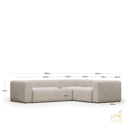 Угловой 3-х местный диван Blok 290 x 230 cm бежевый Угловой 3-х местный диван Blok 290 x 230 cm бежевый