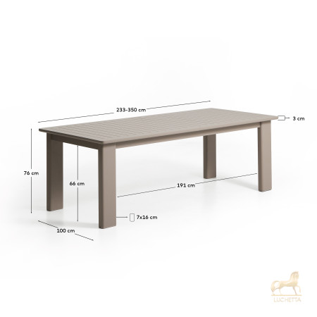Раздвижной стол Livorno из алюминия цвета таупе, 233(350) x 100 см Раздвижной стол Livorno из алюминия цвета таупе, 233(350) x 100 см