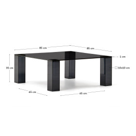 Журнальный столик Adularia из стекла темно-серого цвета 85 x 85
