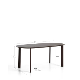Уличный стол Erice из алюминия и закаленного стекла коричневого цвета, 180 x 90 см