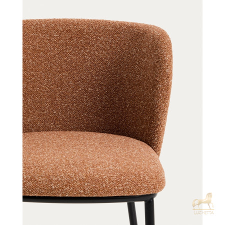 Полубарный стул Ciselia из терракотового шенилла с ножками из черной стали Полубарный стул Ciselia из терракотового шенилла с ножками из черной стали