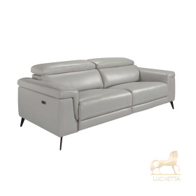 Диван 3-х местный с реклайнером 5319-3P-M5653 /6108 серый кожаный