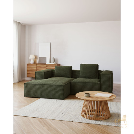 2-местный диван Blok с левым шезлонгом в зеленом толстом вельвете 240 см 2-местный диван Blok с левым шезлонгом в зеленом толстом вельвете 240 см