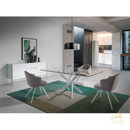 Прямоугольный обеденный стол 1138/F2133-BLANCO 150x95 стеклянный с белыми ножками Прямоугольный обеденный стол 1138/F2133-BLANCO 150x95 стеклянный с белыми ножками