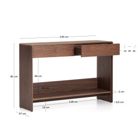 Буфет Norlen с 2 ящиками и полкой из орехового шпона 120 x 81 см