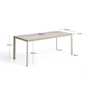 Уличный стол Anafi из спеченного камня и бежевого алюминия 180 x 90см