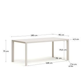 Culip Алюминиевый уличный стол с порошковым покрытием белого цвета 180 x 90 см