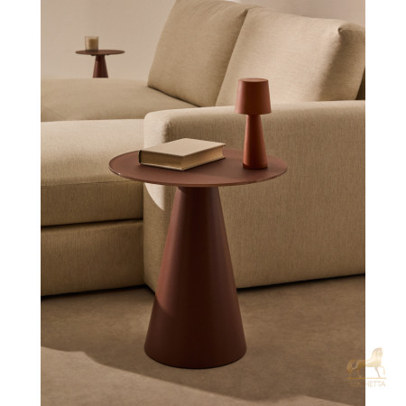 Журнальный столик Wilshire из стекла и стали терракотовый Ø50cm Журнальный столик Wilshire из стекла и стали терракотовый Ø50cm