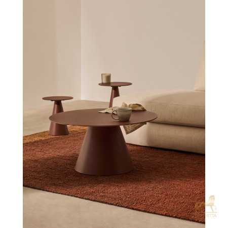 Журнальный столик Wilshire из стекла и стали терракотовый Ø80cm Журнальный столик Wilshire из стекла и стали терракотовый Ø80cm