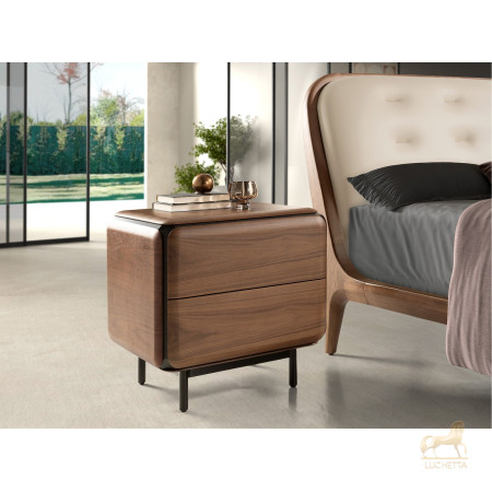 Прикроватная тумба 7237 из ореха, венге и черной стали Прикроватная тумба 7237 из ореха, венге и черной стали