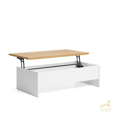 Abilen Подъемный журнальный столик из дуба и белого лака 110 x 60 см FSC 100% Abilen Подъемный журнальный столик из дуба и белого лака 110 x 60 см FSC 100%