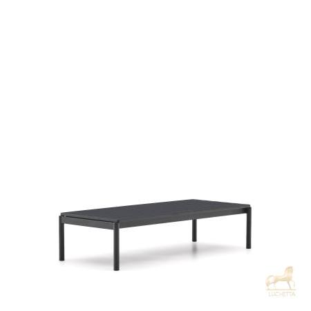 Журнальный столик Sorells из серого алюминия 63 x 149 см Журнальный столик Sorells из серого алюминия 63 x 149 см