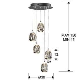 Люстра Rocio LED 5L DIM хром