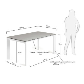 Стол Atta 160 (220) x90 белый керамика