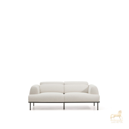 2-местный диван Aurum из шенилла цвета экрю и серого металла 210 см 2-местный диван Aurum из шенилла цвета экрю и серого металла 210 см