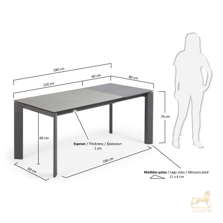 Стол Atta 120 (180) x80 антрацит, керамика Стол Atta 120 (180) x80 антрацит, керамика