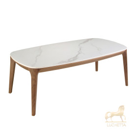 Овальный столик 2132/CT933 из керамики и ореха