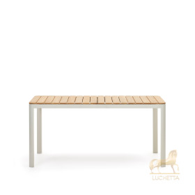 Bona Уличный стол из алюминия в белой отделке и тикового дерева 160 x 90 см