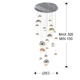 Подвесной светильник Sphere LED 27L Ø80 DIM BLUETOOTH ССТ цветной 500 см