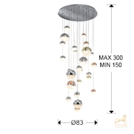 Подвесной светильник Sphere LED 27L Ø80 DIM BLUETOOTH ССТ цветной 500 см Подвесной светильник Sphere LED 27L Ø80 DIM BLUETOOTH ССТ цветной 500 см