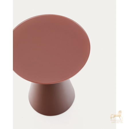 Журнальный столик Wilshire из стекла и стали терракотовый Ø30cm Журнальный столик Wilshire из стекла и стали терракотовый Ø30cm