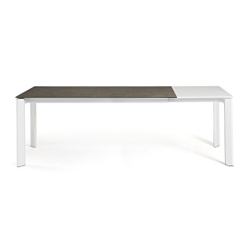 Стол Atta 160 (220)x90 керамика Vulcano Ash, белые ножки