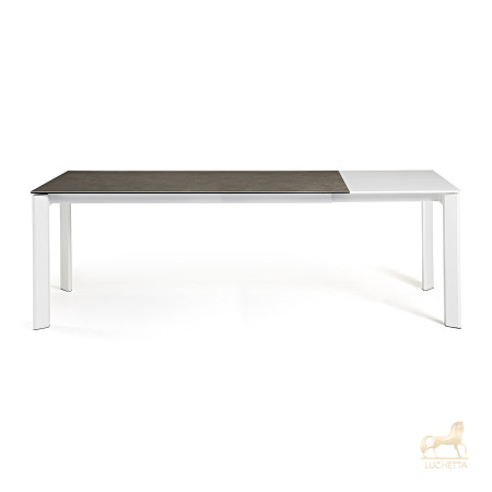 Стол Atta 160 (220)x90 керамика Vulcano Ash, белые ножки Стол Atta 160 (220)x90 керамика Vulcano Ash, белые ножки