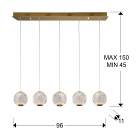 Линейный подвес Austral LED 5L золото